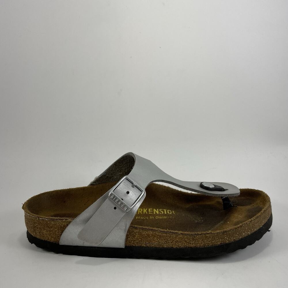 Birkenstock Gizeh Slide Sandals Womens Size 36 US Size 5-5.5 Silver Metallic